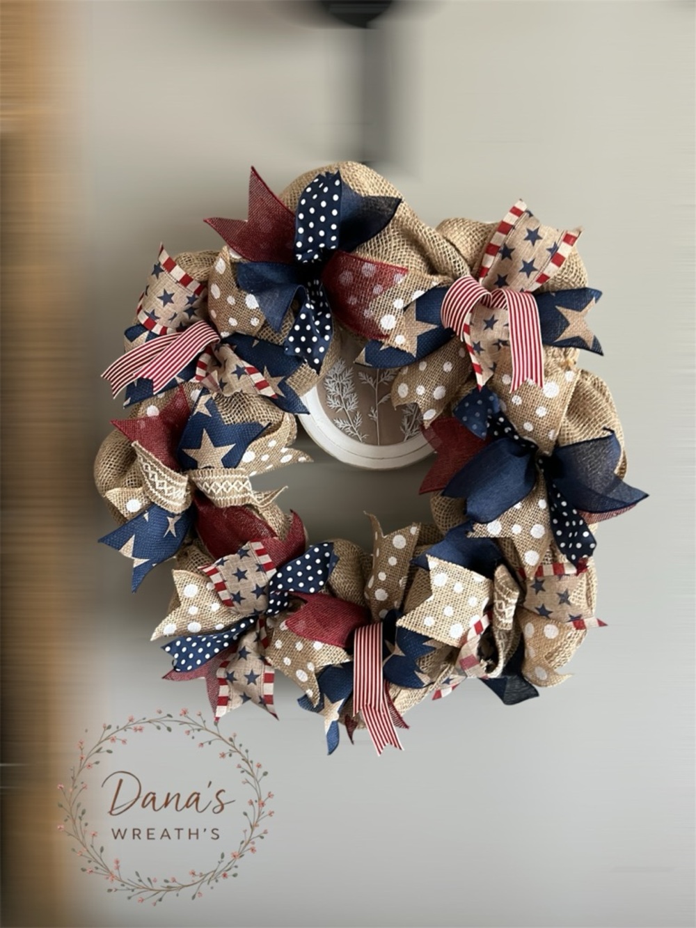 Patriotic Burlap Wreath with Stars & Stripes